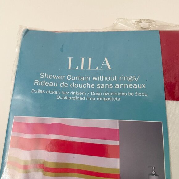 Lila Shower Curtain without Rings Stripes Bathroom 71 x 71 Inch - Picture 2 of 13
